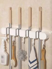 1 قطعة علاقة مسح للحمام، خطاف تعليق بدون ثقب، خطاف قوي للتعليق، مناسب للحمام وغرفة المعيشة والنوم، يمكن تعليق المساحات والخرق والمكانس وغيرها