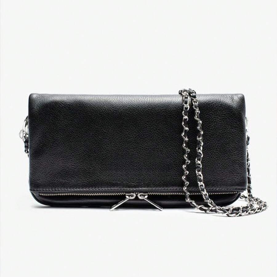 Women's Chain Handbag, Decorated With Wing Chain And Diamonds, Casual Vintage Shoulder Bag, Women's Envelope Bag, Essential For Dates, 2025 New Model Bag - Đen 3 - Xem 1