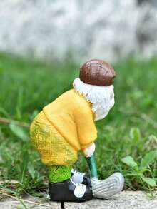 Whimsical Retro Style Resin Golf Old Man Statue - Freestanding Garden Decor With Green Hat And Fashionable Glasses, Ideal For Outdoor, Lawn And Patio, Perfect 4th Of July Gift, Garden Decoration