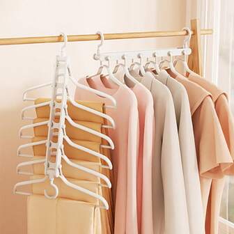 Percha ahorradora de espacio 6 en 1 - Desmontable, plástico duradero para organización del armario y secado - ¡Perfecta para abrigos, pantalones y talla grande!
