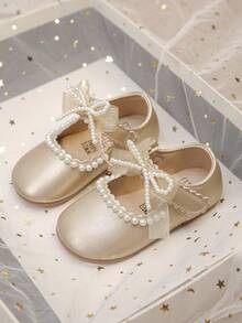 1双价格实惠的女童新款时尚优雅简约珍珠刺绣网纱透气手工珍珠蝴蝶结装饰松紧带花边柔软舒适易穿的平底公主鞋，适合搭配短裤、裙子、钢琴演奏，春夏秋季均适用。 - 玫瑰金 - 查看 13