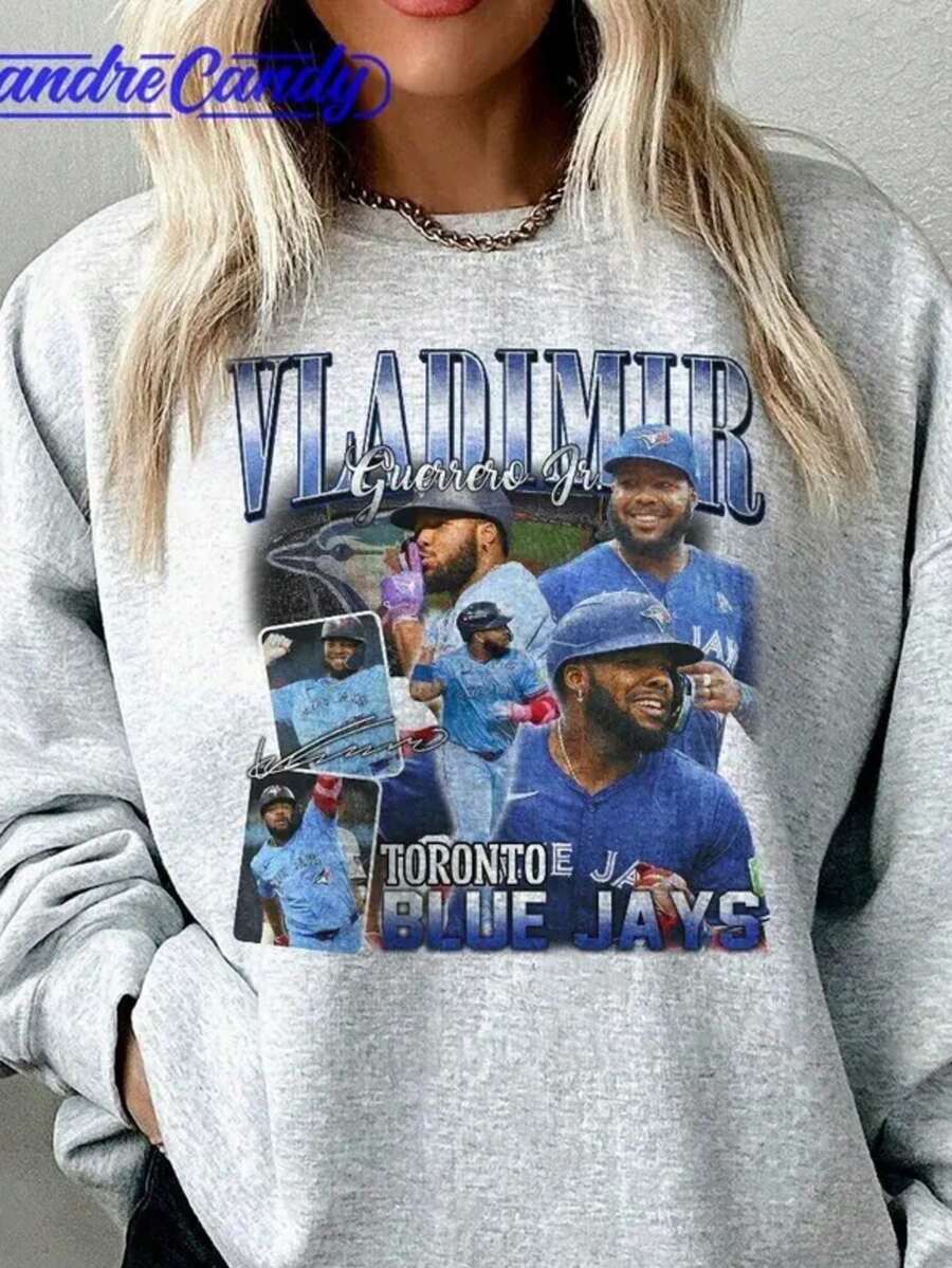 Vladimir Guerrero Jr. Shirt, Blue Jays Shirt, Vintage 90s Style Shirt, 2025 Champion Shirt, Gift For Baseball Fan - 灰色 - 查看 1