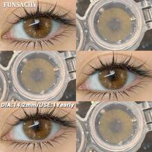 FUNSACHY Natural Brown Color Contact Lenses 14.0-14.2mm, Soft Brown Color Contact Lenses Suitable For Annual Replacement, Eye Makeup, Natural Makeup - Yearly Disposable - View 6