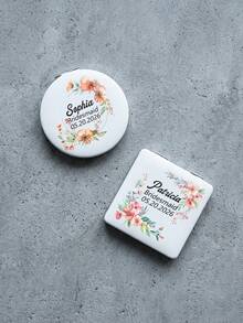 Spersonalizowane lustro do makijażu, możliwość personalizacji nazwy/logo, składane lustro do makijażu, dwustronne przenośne lustro o wysokiej rozdzielczości, lustro do makijażu ze stali nierdzewnej, prezent ślubny, dla druhny, prezent na wieczór panieński, spersonalizowane lustro do makijażu z grawerunkiem kwiatowym, odpowiednie dla najlepszych przyjaciółek, dziewczyn, matek, na Dzień Matki, urodziny, ukończenie szkoły, ślub, rocznicę, praktyczne, trwałe, żywe kolory, urocze, urocze, zabawne, kawaii, modne, unisex, swobodne, spersonalizowane - Wielokolorowa skóra - Zobacz 8