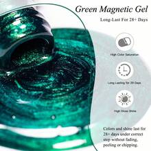 FOUR LILY 10ml 超亮玉绿色磁性猫眼凝胶指甲油 - UV/LED光疗固化，DIY美甲梦幻效果 - 綠色 - 查看 6