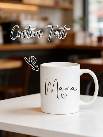 Personlig kaffemugg, anpassningsbar med namn/text "Mamma" och hjärtmönster, perfekt mors dag-present, elegant keramisk kaffekopp, endast handdisk, födelsedags-/bröllops-/möhippopresent, lämplig för män och kvinnor, återanvändbar, espressokopp, perfekt för hemmet eller kontoret, bröllopsgåva, födelsedag och speciella tillfällen, modern dricksglas, hållbar