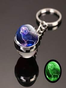 12 Zodiac Constellations Luminous Double-Sided Glass Keychain, Portable High-Quality Happiness! Hang On Bags, Keys, Luggage To Instantly Brighten Up Your Everyday Life. Zodiac Guardian Symbol For Yourself Or As A Gift To Friends, Let Your Exclusive Constellation Accompany You Everywhere By Hanging On Bags, Keys, Luggage. - Multicolor - View 10