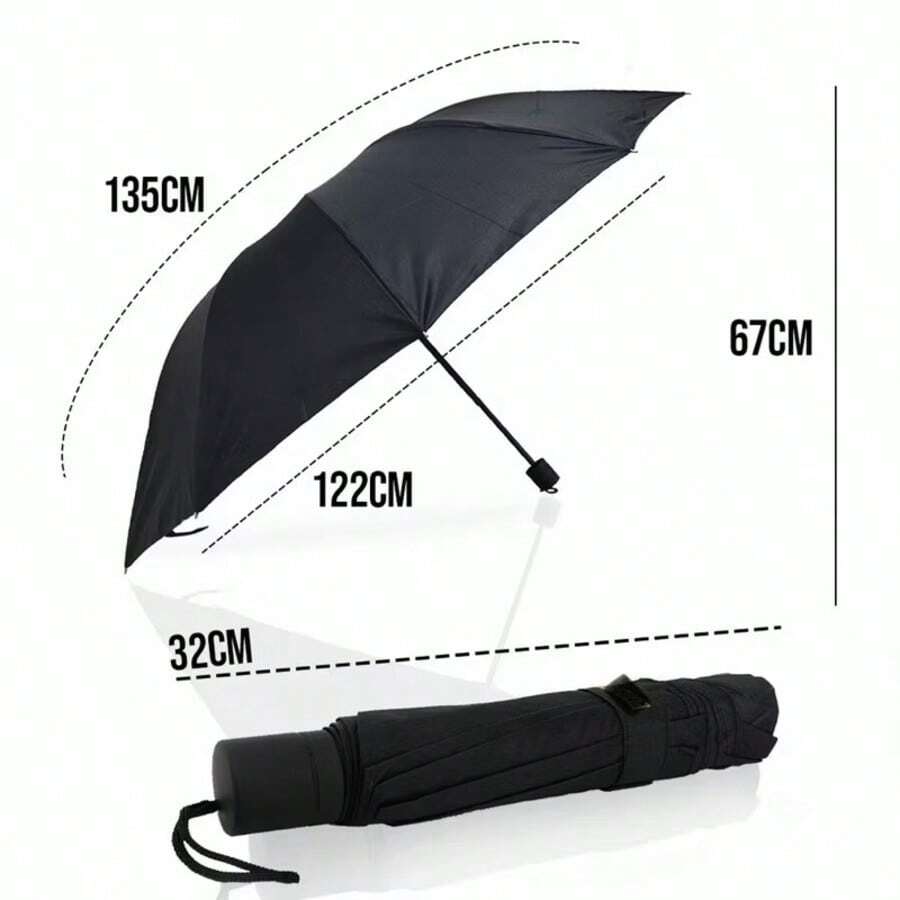Sombrinha Guarda Chuva Dobrável preto Masculina Feminina Portátil Prática  Tecido - Preto - Visão 1