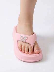 Comfortable Girls' Slippers For Outdoor Travel And Leisure, Girls' Slippers For Indoor And Outdoor Use, Family Slippers, Thick Soles, Versatile, Fashionable, Simple, Toe-Exposed, Lightweight, Beach Sandals, Girls' Sandals For Spring And Summer, General Children's Slippers (It Is Recommended To Order One Size Larger) - 粉色 - 查看 9
