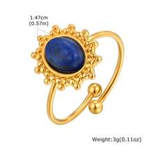 Anillo abierto de encaje dorado de acero inoxidable - RC-807G05 - Ver 12