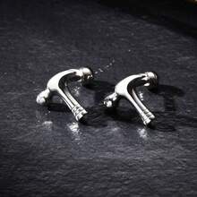 Pendientes de martillo de acero inoxidable para hombres, joyería de color acero - soltero - Ver 6