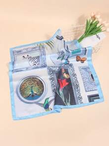 1条仿丝印花方巾，时尚百搭，适合日常使用 - 彩色 - 查看 3