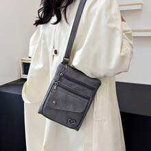 Weiche Damen Umhängetasche mit großem Smartphone-Fach - Lässige weiße Schultertasche für Reisen und den Alltag, Reißverschluss, Polyester-Futter, leichtes und stilvolles Design - Weiss - Übersicht 10