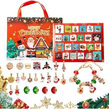 Calendario de Adviento de Navidad : 24 Días Calendario de Cuenta Regresiva, Cuentas para Juego de Pulseras con Joyero con Regalos para Niñas - 1 - Ver 2