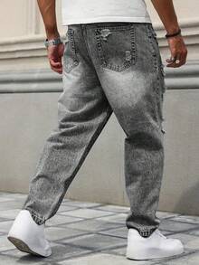 Jeans rectos con efecto desgastado para hombre - Gris Oscuro - Ver 3