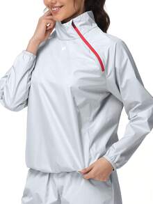 HOTSUIT Women Sauna Jacket Sweat Top Gym Exercise Shirts With Zipper Ideal For Fitness And Training, Valentine Gift - Light Grey - View 7