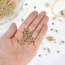 1100pcs Gold + White Smooth Round Beads 3/4/6/8mm Spacer Beads Set, Suitable For DIY Bracelet Necklace Handmade Crafts - Multicolor - View 4