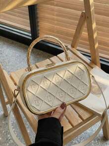 Bolso de mano para mujer, de gran capacidad, estilo retro, bolso de motocicleta, estilo coreano, bolso de nicho para ir al trabajo, bolso de hombro/cruzado/tote de moda - Beis - Ver 7