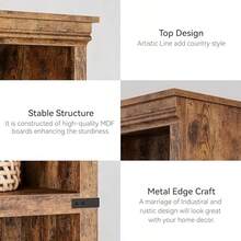Estantería de 5 niveles estilo granja con espacio de almacenamiento, estantería de madera de 5 niveles, estantería de pie para el hogar, la oficina, la sala de estar y el dormitorio. - Marrón - Ver 3