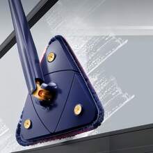 SESE HOME - Cây lau nhà xoay hình tam giác, vắt khô rảnh tay - Cây lau nhà xoay đa năng, thích hợp để lau trần nhà, tường và sàn nhà, tay cầm dày dặn. - Màu xanh lam - Xem 7