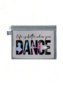 网眼化妆包，舞蹈主题图案，便携式抱枕收纳包，印有“Dance”字样和创意舞者图案，可用作化妆包、护肤包、旅行必备品、宿舍用品、送给女性、舞蹈爱好者、新娘、母亲节、生日、舞者、女孩、女士的收纳袋、送给朋友和舞蹈老师的礼物、浴室收纳、唇彩和化妆品整理袋。圣诞节礼物、复活节礼物。 - 彩色 - 查看 17