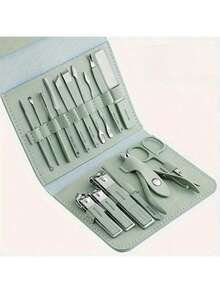 16-Piece Professional Manicure Set | Stainless Steel Nail Care Kit With Travel Case | Complete At-Home & On-The-Go Grooming Kit - 淡紫色 - 查看 6