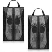 Paquete de 2 bolsas de zapatos para viajes, bolsas de tenis con cierre resistente, diseo transparente, bolsa organizadora de zapatos para gimnasio, bolsa de polvo para hombre y mujer, color - inicial - Ver 1