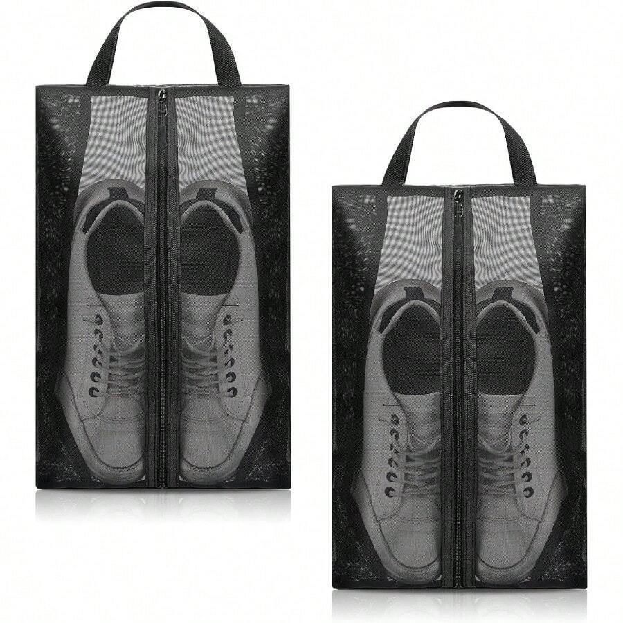 Paquete de 2 bolsas de zapatos para viajes, bolsas de tenis con cierre resistente, diseo transparente, bolsa organizadora de zapatos para gimnasio, bolsa de polvo para hombre y mujer, color - inicial - Ver 1