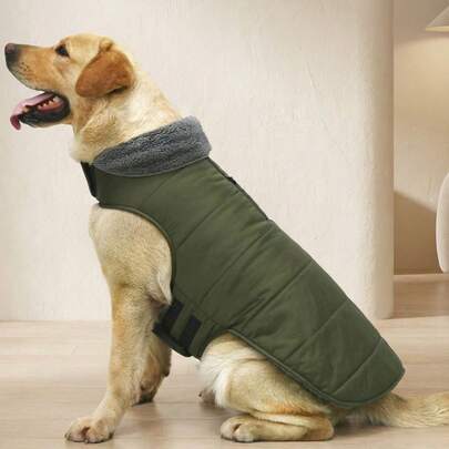 PETSIN 中大型犬冬季外套，带羊毛衬里的保暖背心 - 宠物服装，寒冷天气狗狗雪地夹克，防风冬季大衣