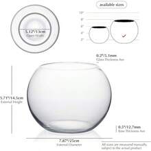 WGV Bowl Glass Vase Diameter 8" Height 6" Open Width 5" Multiple Sizes Choices Clear Bubble Planter Terrarium Fish Bowl for Wedding Event Home Decor 1 Piece (VBW0008A) - Transparente - Ver 2