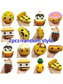 1PC Squishies Cake Snacks Slow Rising Squishes Toy For Kids Soft Cooky Sandwich Scented Stress Relief Realistic Food Cute Squeeze Squeeze Toy - Multicolor - View 15