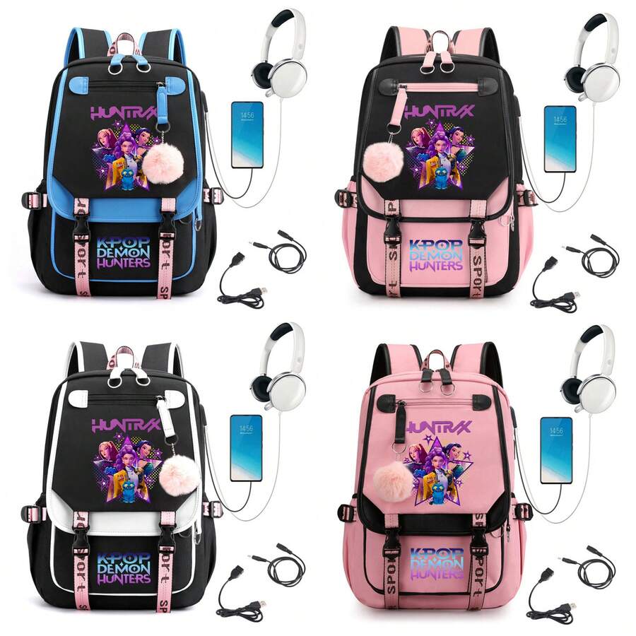 1pc K-Pop Magical Girl Anime Print Student Backpack - Large Capacity School Travel Backpack | Comfortable Design, Multi-Compartment!