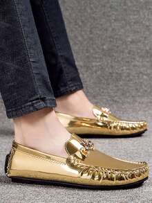 2026Men's Loafers, Casual Driving Shoes, Soft Leather, Soft Sole, Versatile Slip-On Shoes, Comfortable And Easy-To-Match Flat Shoes - Vàng - Xem 5