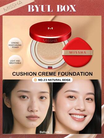  MISSHA 魅力气垫粉底液 SPF45 PA+++ | 水润贴合粉底，持久妆效 | 韩国气垫粉底，打造自然光泽，滋润肌肤
