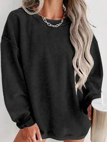 Valentine Outfits For Women, Los Angeles Dodgers Graphic, Oversized Long Sleeve Sweatshirt, Casual Streetwear Style, Essentials Hoodie - 黑色 - 查看 4