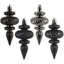 Vickerman - Adornos de 4 Acabados de 4 Pulgadas, decoración de árbol de Navidad de plástico inastillable, Paquete de 8, Peltre Brillante, Mate, Purpurina y Acabados de Lentejuelas(10 cm Plata) - Multicolor - Ver 1