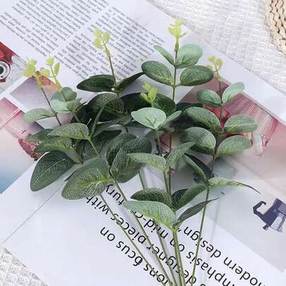 10pcs/20pcs/40pcs Artificial Eucalyptus Leaves, DIY Decor Material, Bridal Bouquet Filler, Valentine's Day Gift Decor, Plastic Potted Plant Accessories, Home Decor, Outdoor Garden, Windowsill, Bathroom Decor, Valentine's Day, New Year, Birthday Party Supplies, Graduation Gift