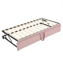 Merax Twin Size Upholstered Velvet Daybed With Pop Up Trundle, Multi-Functional Sofa Bed With Backrest And Two Armrest For Kids Room, Guest Room, Living Room - Pink - View 7