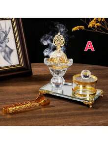 4 件套水晶莲花玻璃香炉套装，水晶香炉豪华钻石穆斯林香炉棒适用于家庭婚礼装饰，莲花水晶香炉香薰炉客厅装饰香炉套装，用于办公室和家庭装饰 - 彩色 - 查看 13