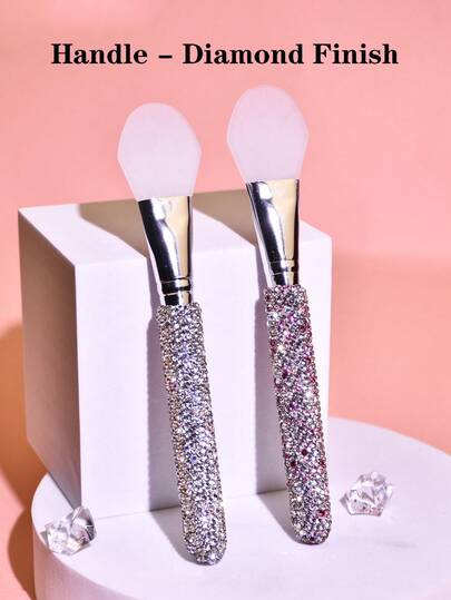 Available In Silver/Pink, Diamond Cut Handle Design, Glossy Surface | Mask Brush | Facial Mask Beauty Tool | Evenly Apply Mask Tool | Soft Silicone Mask Brush | Skincare Auxiliary Tool | Brushless Design | Durable Silicone Material | Easy To Clean | Mask Applicator | Suitable For All Skin Types | Body Lotion And Moisturizer Applicator, Easy To Clean