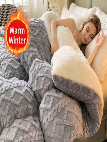 Extra Thick Taffy Fleece Comforter - Ultra Soft Plush Winter Quilt, Twin/Queen/King, Gray & Blue, Machine Washable