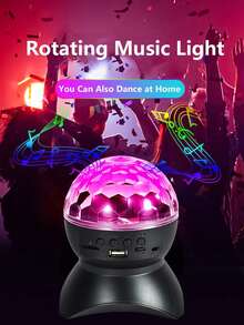 1pc LED Wireless RGB Rotating Projection Lamp, KTV Colorful Lamp, RGB Stage Strobe Light, Rechargeable Crystal Ball Lamp, Outdoor Speaker Christmas Stage Light, Disco Ball Party Light - Multicolor - View 7
