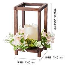 10 Set/30 Pcs Wooden Wedding Lantern Centerpiece, Includes 10 Wooden Lantern Candle Holder 10 Flameless LED Candle 10 Champagne Flower Wreath For Wedding Table Party Farmhouse Decor, Brown - Màu nâu, 30 cái - Xem 10