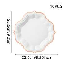 10pcs Platinum Party Plates, Gold Foil Dessert Paper Plates With Scalloped Edges, Disposable Cake Plates Suitable For Tea Party, Birthday, Bridal Shower, Baby Shower, Wedding Receptions - TOP - View 19
