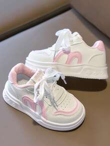 1 Pair Girls' Soft Bottom Sneakers, Toddler Walking Shoes, New Sweet Princess Shoes, Lightweight Versatile Outdoor Casual Shoes For Girls - Pink - View 3