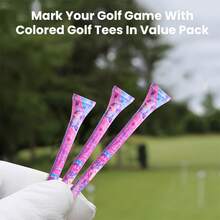 FINGER TEN 30pcs/Pack Durable Wooden Golf Tees, 3 1/4 Inch/2 3/4 Inch, Bamboo, 70mm/83mm, Pink, Purple, Grey - Purple - View 5