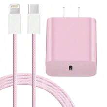 1 pieza Cable de transferencia de datos de alta eficiencia y 20W de carga rápida PD de 3.3ft/100cm + Juego de cargador de pared, compatible con iPhone 14 Pro Max/14 Pro/14 Plus/14/13/12/11/XS/XR/8/7/6, Serie iPad - Tipo de Enchufe A USA (110-127V) - Ver 1