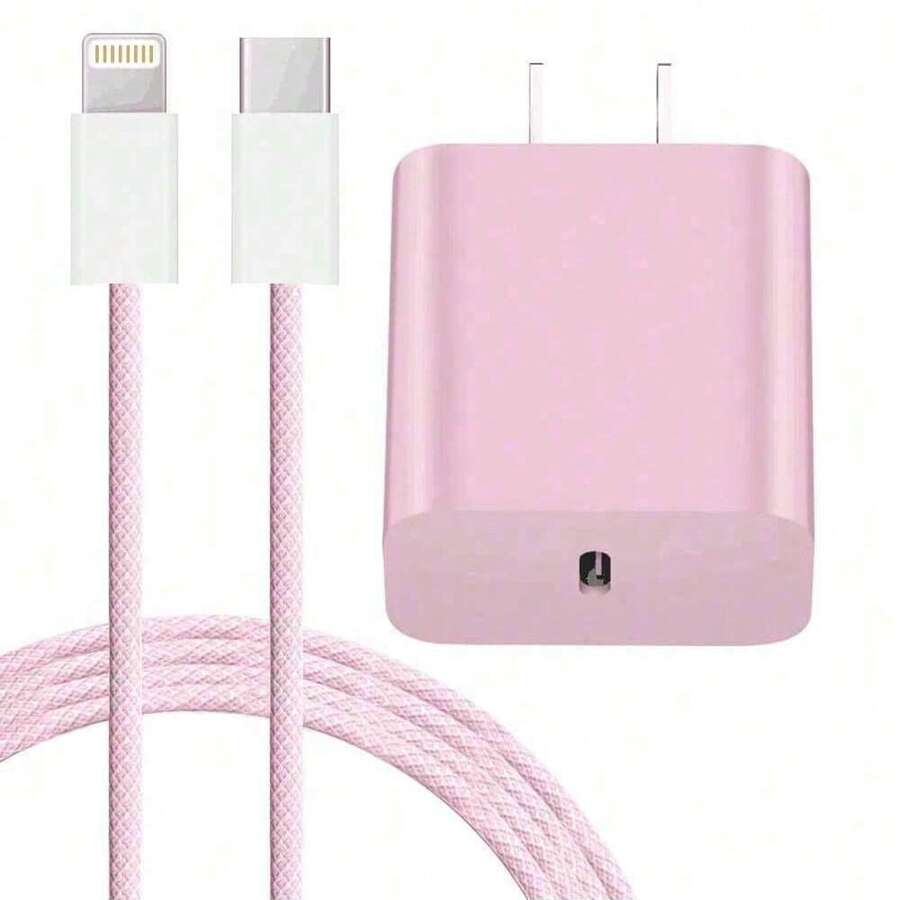 1 pieza Cable de transferencia de datos de alta eficiencia y 20W de carga rápida PD de 3.3ft/100cm + Juego de cargador de pared, compatible con iPhone 14 Pro Max/14 Pro/14 Plus/14/13/12/11/XS/XR/8/7/6, Serie iPad - Tipo de Enchufe A USA (110-127V) - Ver 1