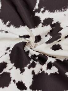 Falda midi de línea A casual y elegante para mujer, con un patrón único de estampado de vaca, de tela de poliéster sin estiramiento - Blanco - Ver 6