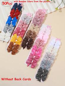 50/100 Pcs Colorful Boutique Grosgrain Ribbon Pinwheel Hair Bows, Cute Bow Hair Clips Hairpins Hair Barrette Hair Accessories In Pair For Birthday Gifts And Daily Use - Multicolor - View 13